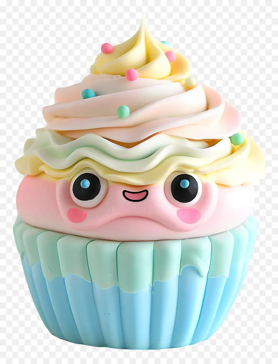 Kue Mangkuk Kawaii，Cupcake Tersenyum PNG