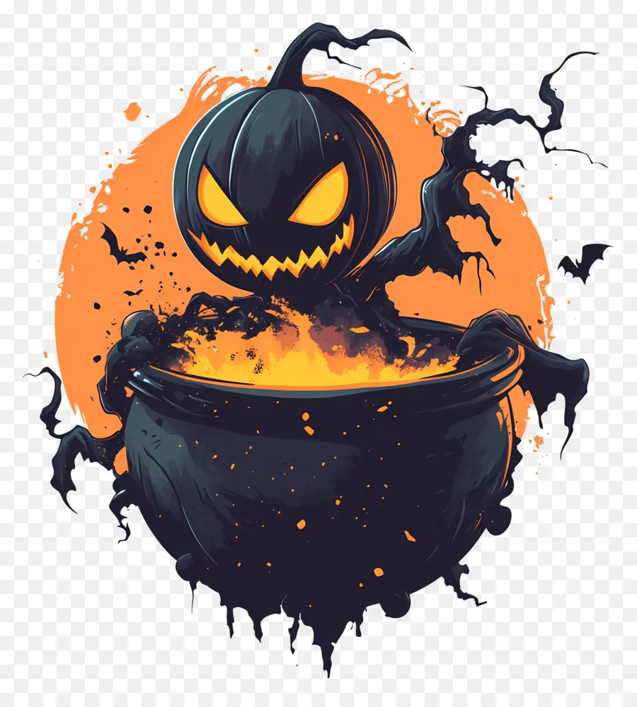 Templat Spanduk Halloween，Kuali Labu PNG