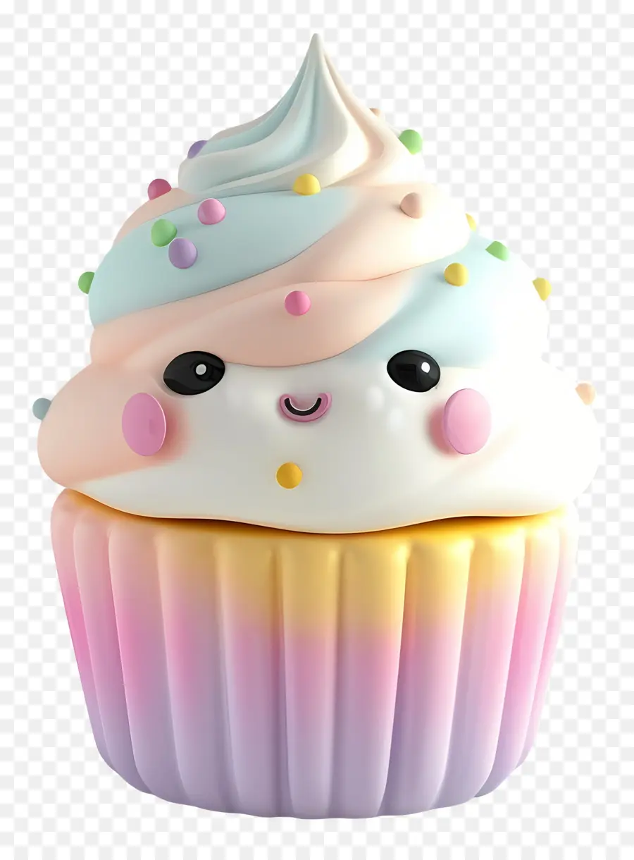 Kue Mangkuk Kawaii，Cupcake Tersenyum PNG