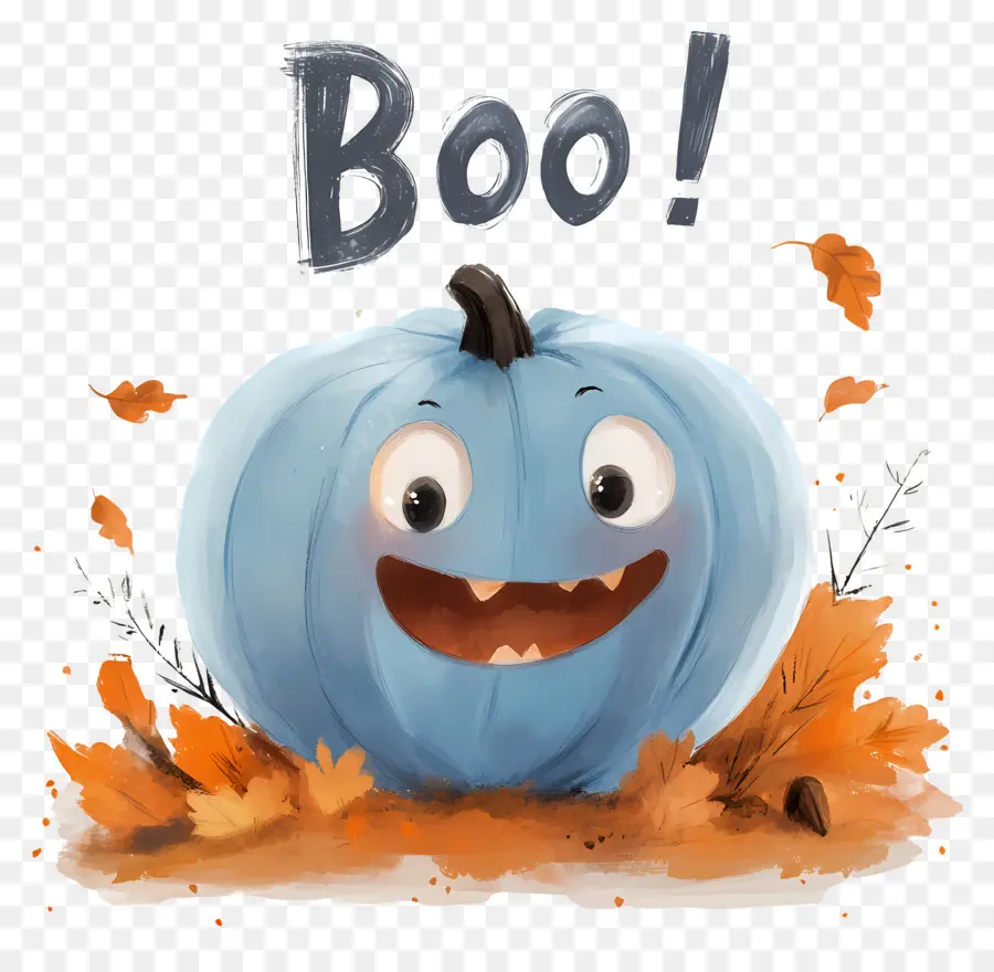 Halloween Boo，Labu Biru PNG