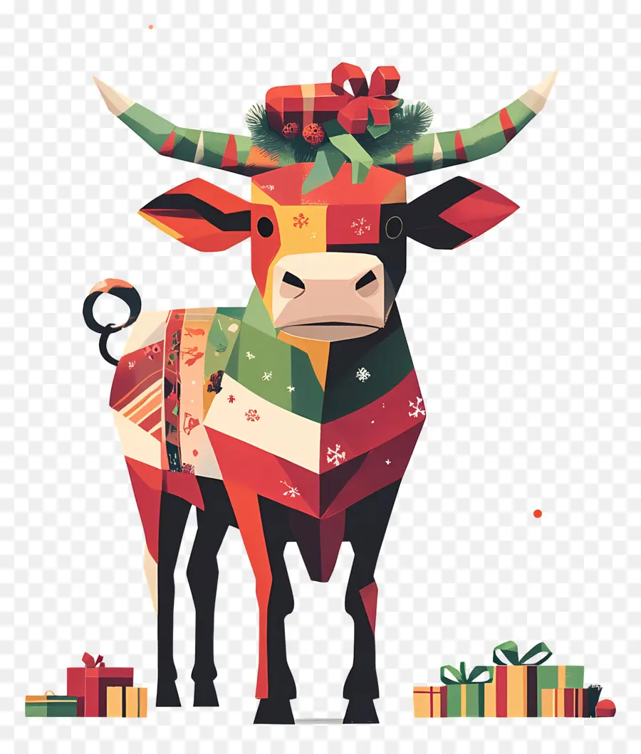 Sapi Natal，Banteng Berwarna Warni PNG