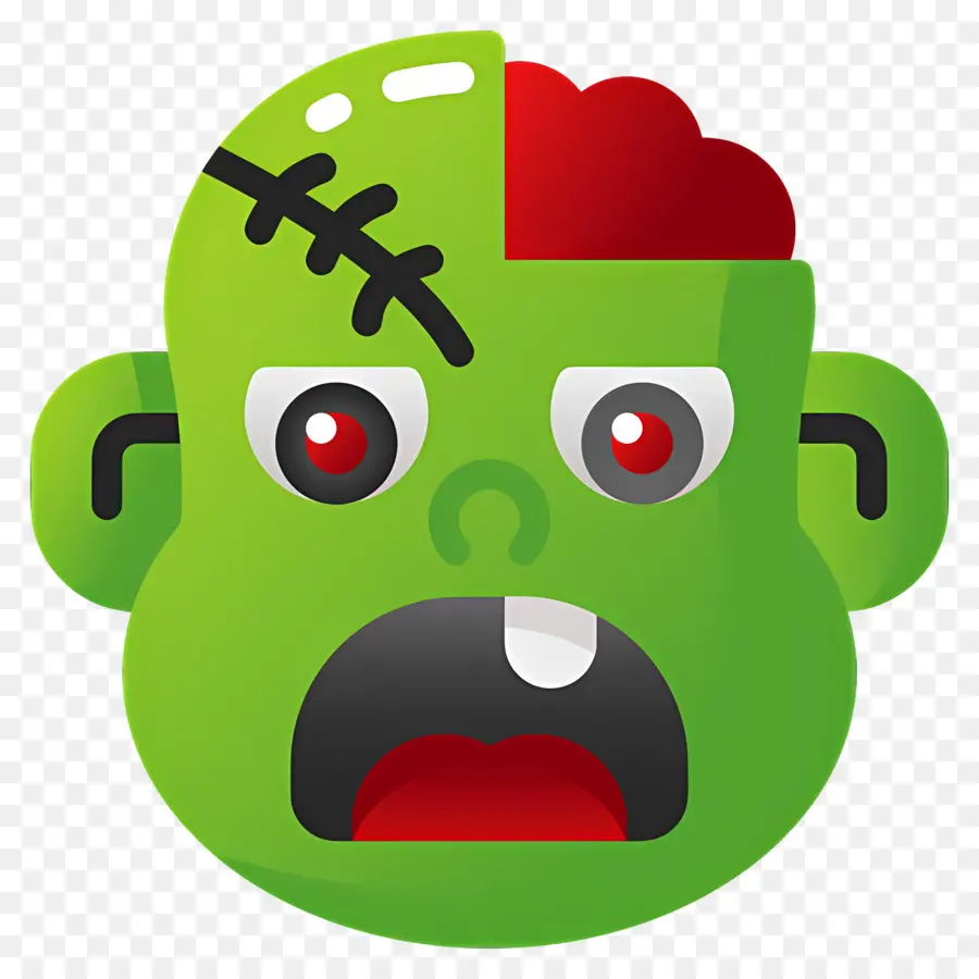 Zombie Hallowen，Wajah Monster Hijau PNG