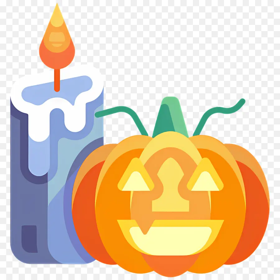 Lilin Halloween，Labu Dengan Lilin PNG