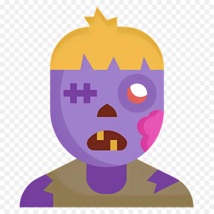 Zombie Hallowen，Wajah Zombie Ungu PNG