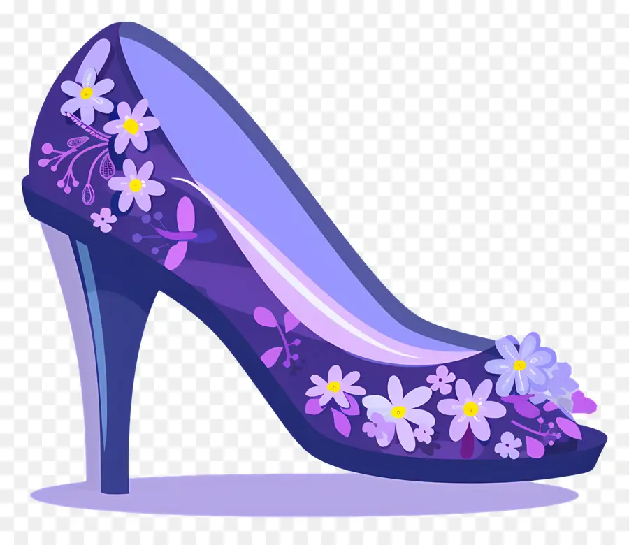 Sepatu Stiletto，Sepatu Hak Tinggi Bermotif Bunga PNG