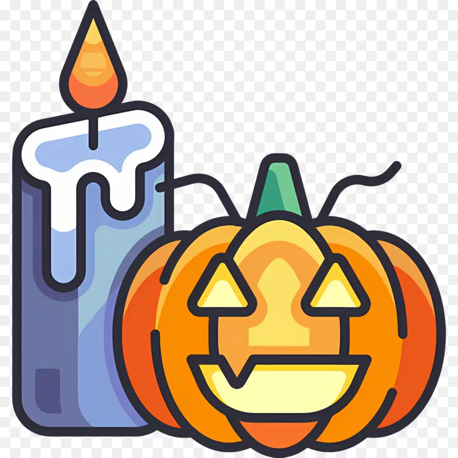 Lilin Halloween，Labu Dengan Lilin PNG