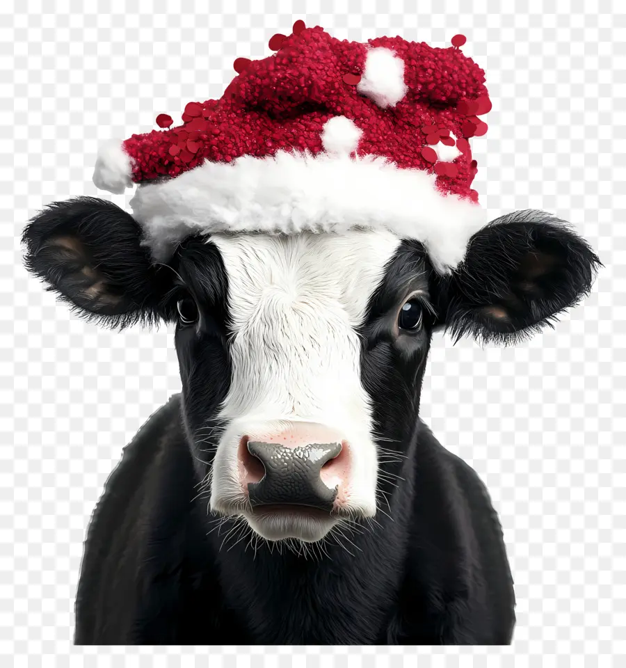 Sapi Natal，Sapi Dengan Topi Santa PNG