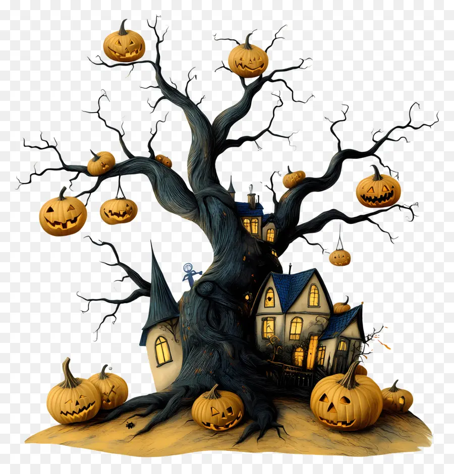 Malam Halloween，Pohon Halloween PNG