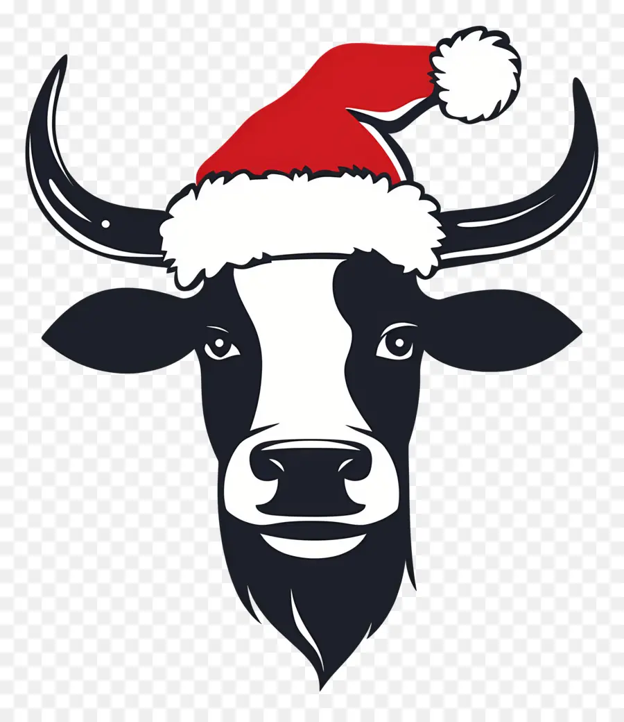 Sapi Natal，Sapi Realistis Dengan Topi Santa PNG