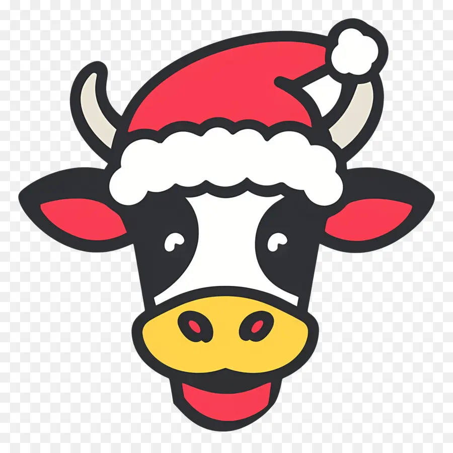 Sapi Natal，Wajah Sapi Dengan Topi Santa PNG