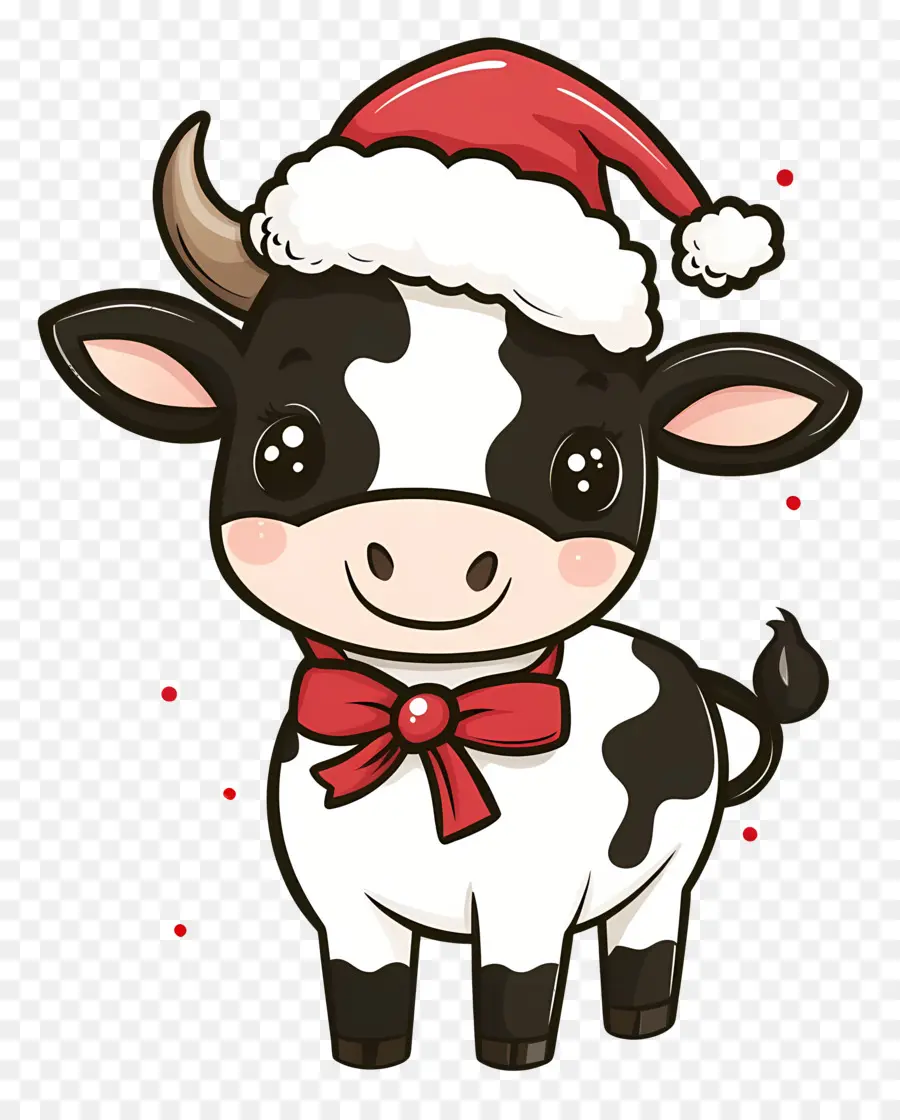 Sapi Natal，Wajah Sapi Dengan Topi Santa PNG