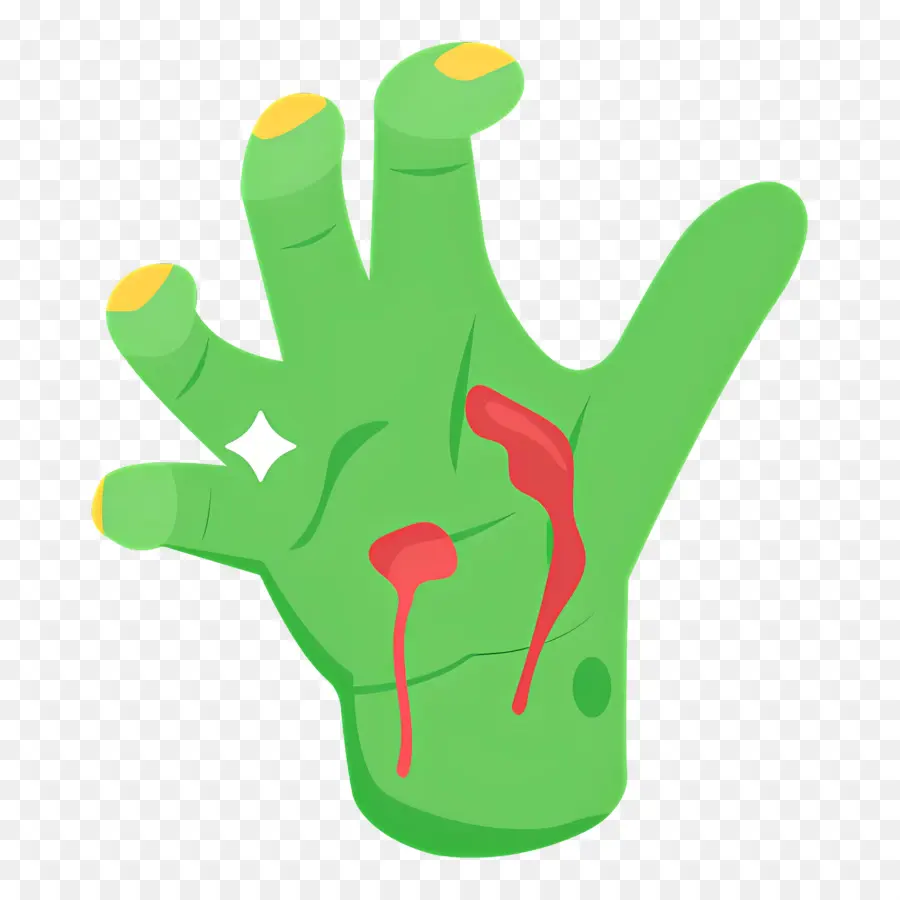 Tangan Halloween，Tangan Hijau PNG