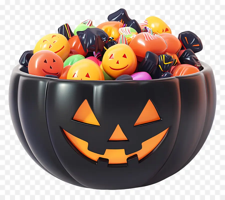 Mangkuk Permen Halloween，Labu Kuning PNG