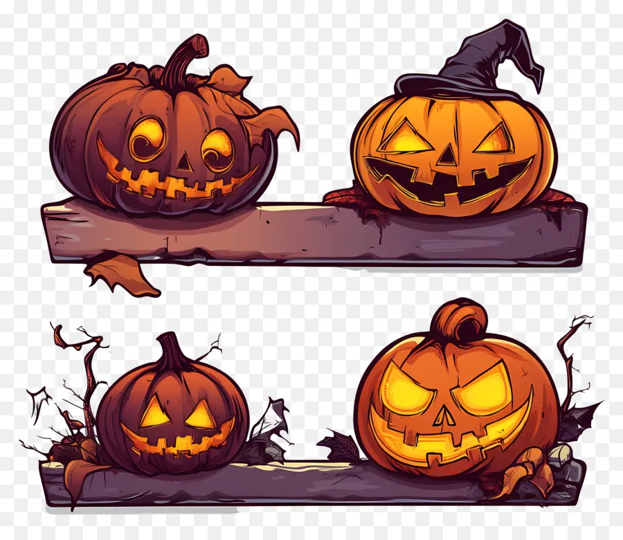 Templat Spanduk Halloween，Jack O' Lantern PNG