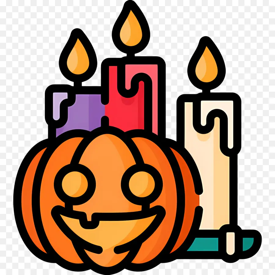 Lilin Halloween，Labu Dengan Lilin PNG