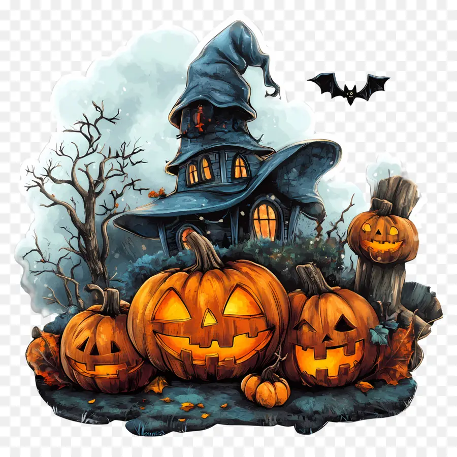 Templat Spanduk Halloween，Rumah Halloween Yang Lucu PNG