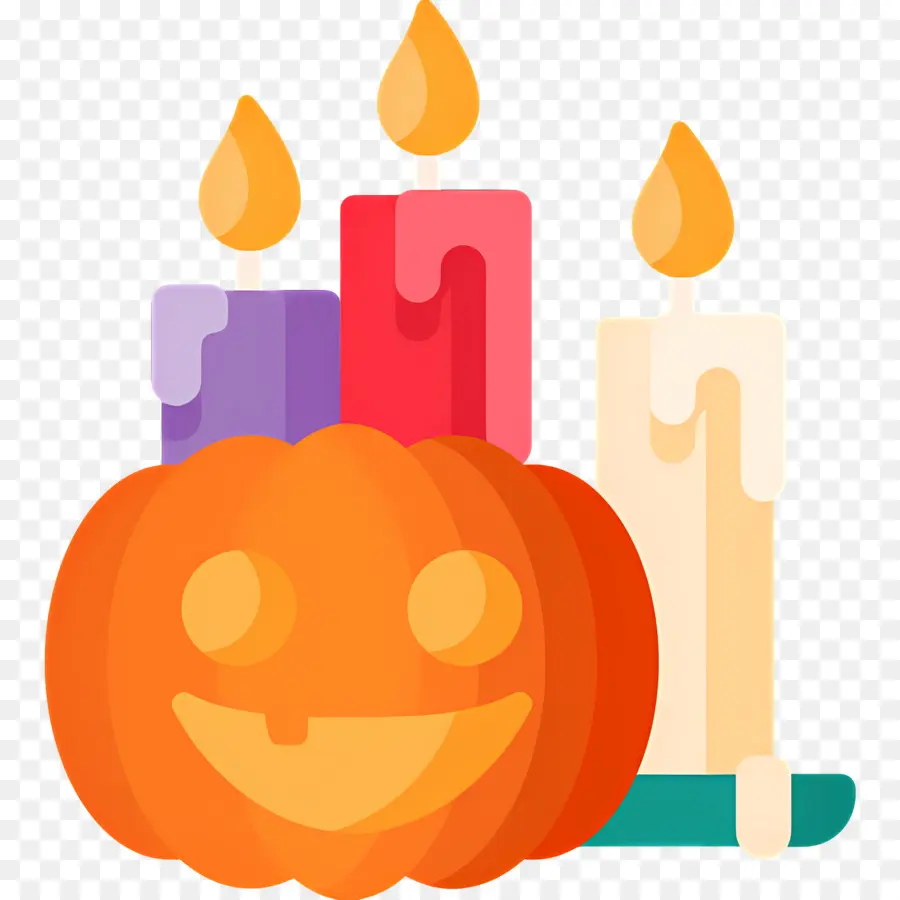 Lilin Halloween，Labu Dengan Lilin PNG