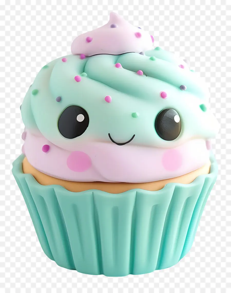 Kue Mangkuk Kawaii，Cupcake Tersenyum PNG