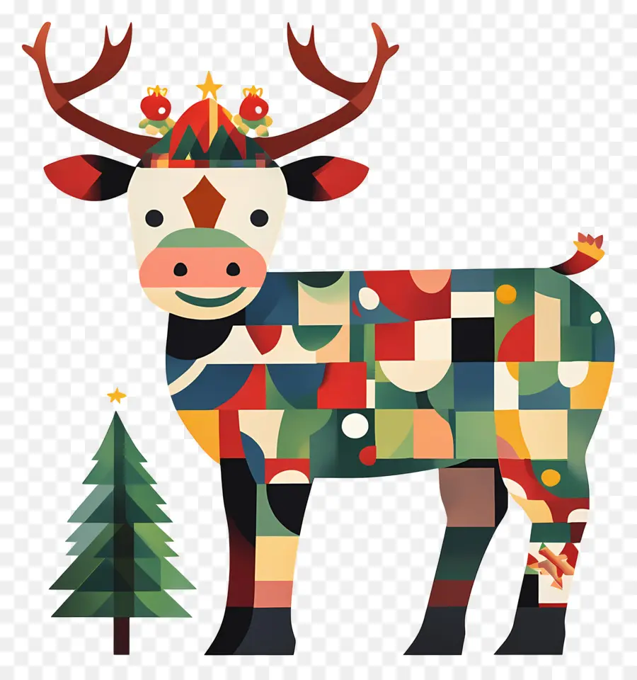 Sapi Natal，Rusa Berwarna Warni PNG