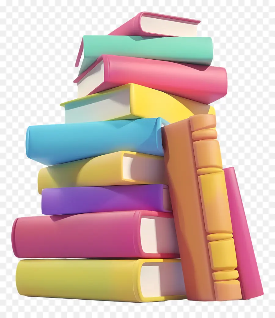 Buku Animasi，Tumpukan Buku Pastel PNG