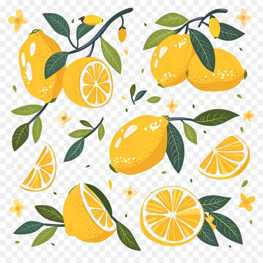 Lemon Dengan Daun，Lemon Dan Bunga PNG