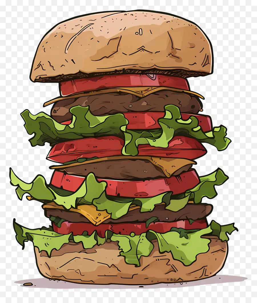 Burger Animasi，Burger Tinggi PNG