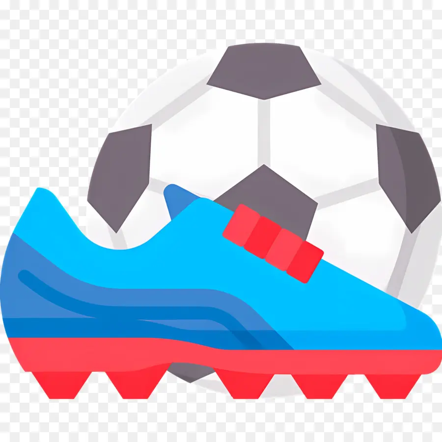 Sepatu Sepak Bola，Cleat Biru Dan Bola Sepak PNG