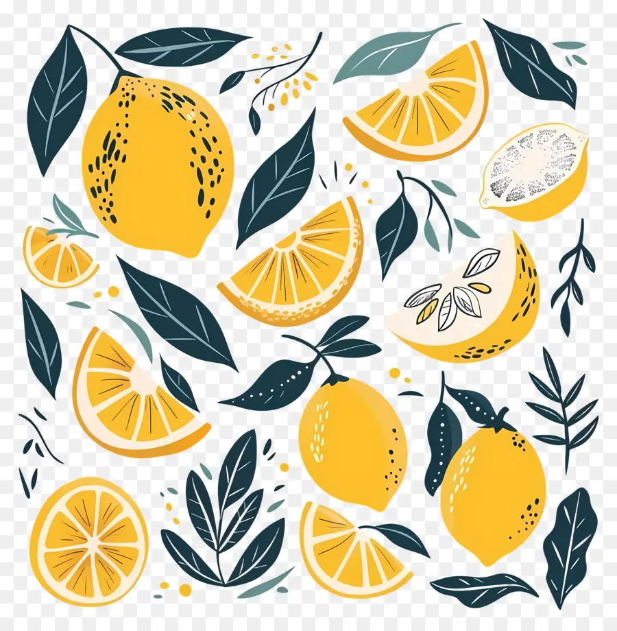 Lemon Dengan Daun，Lemon PNG