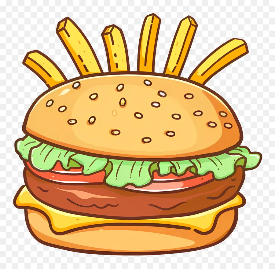 Burger Animasi，Hamburger PNG