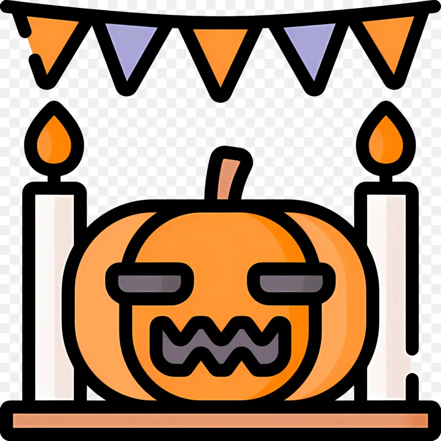 Bendera Halloween，Dekorasi Labu PNG