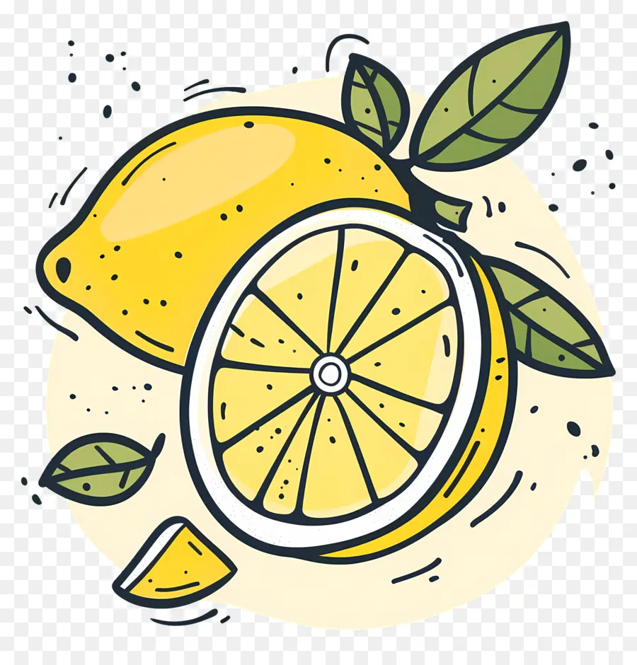 Lemon Dengan Daun，Irisan Lemon PNG