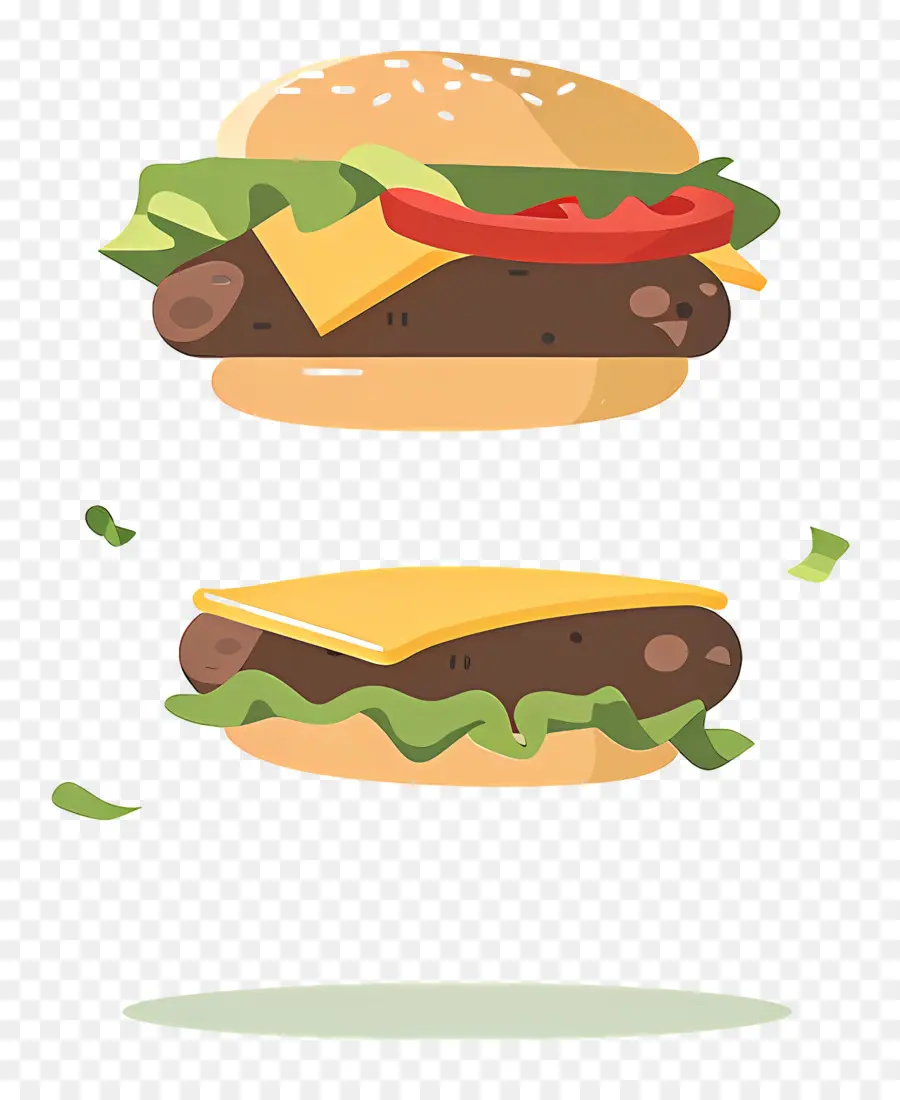 Burger Animasi，Burger Dengan Keju PNG