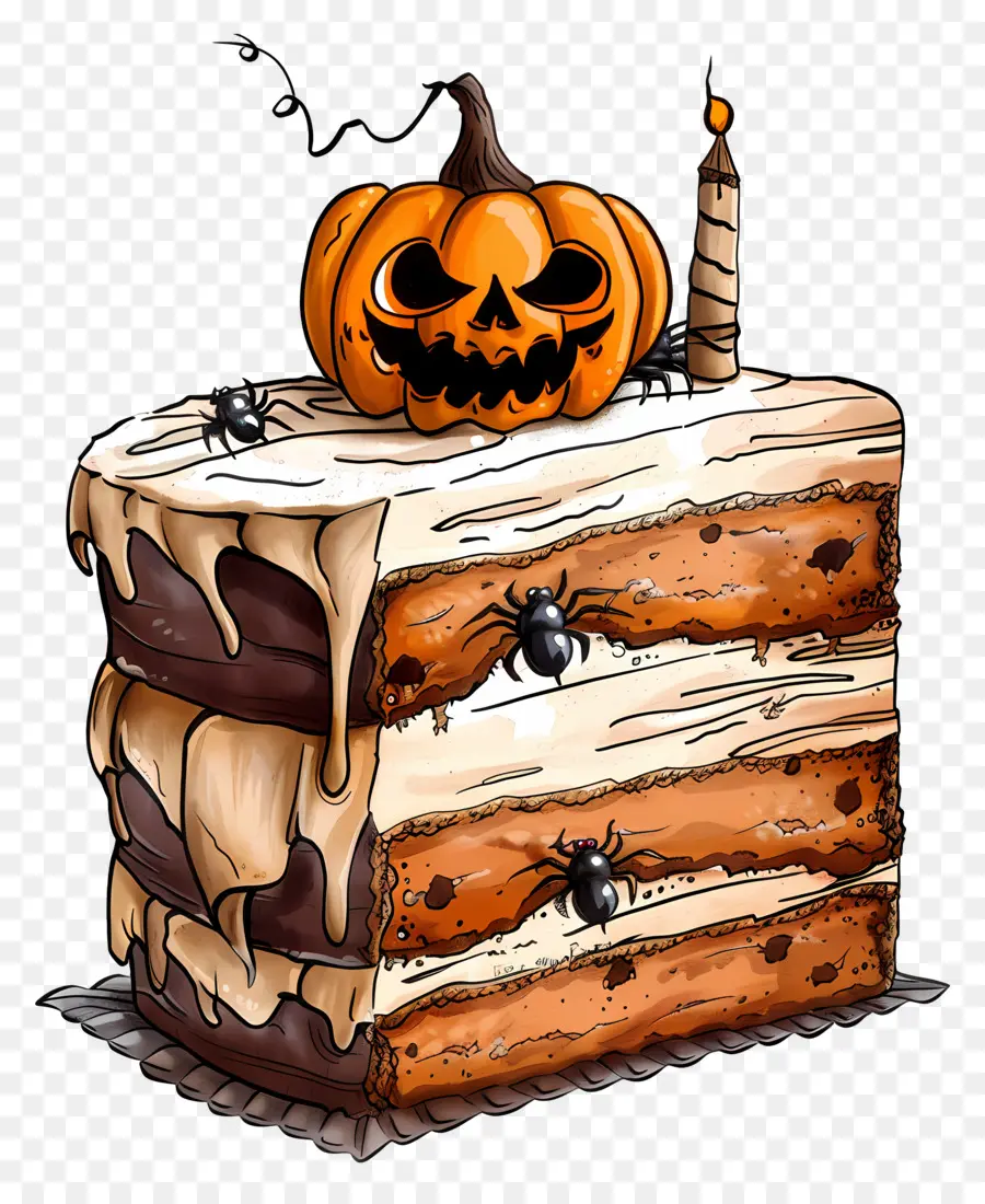 Kue Halloween，Sepotong Kue Halloween PNG