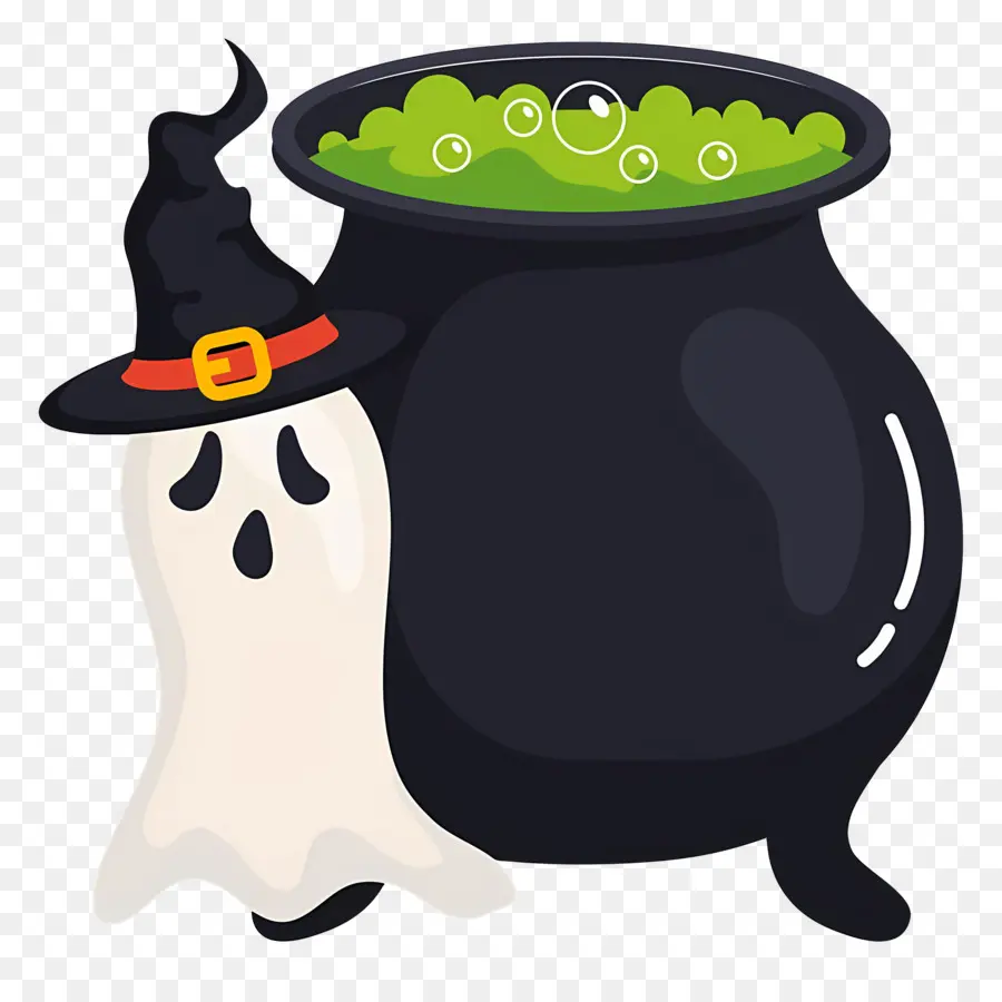 Kuali Halloween，Hantu Dengan Kuali PNG