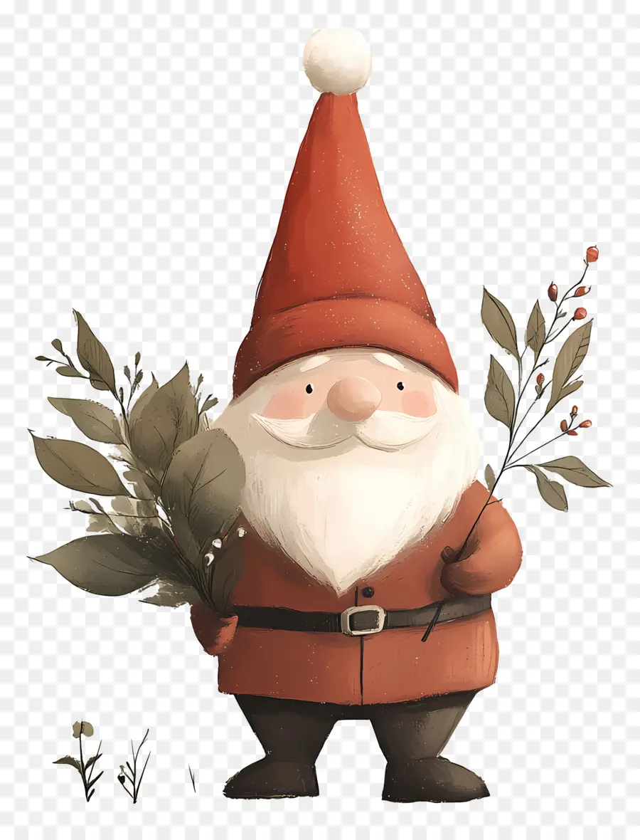 Kurcaci Natal，Gnome Dengan Daun PNG