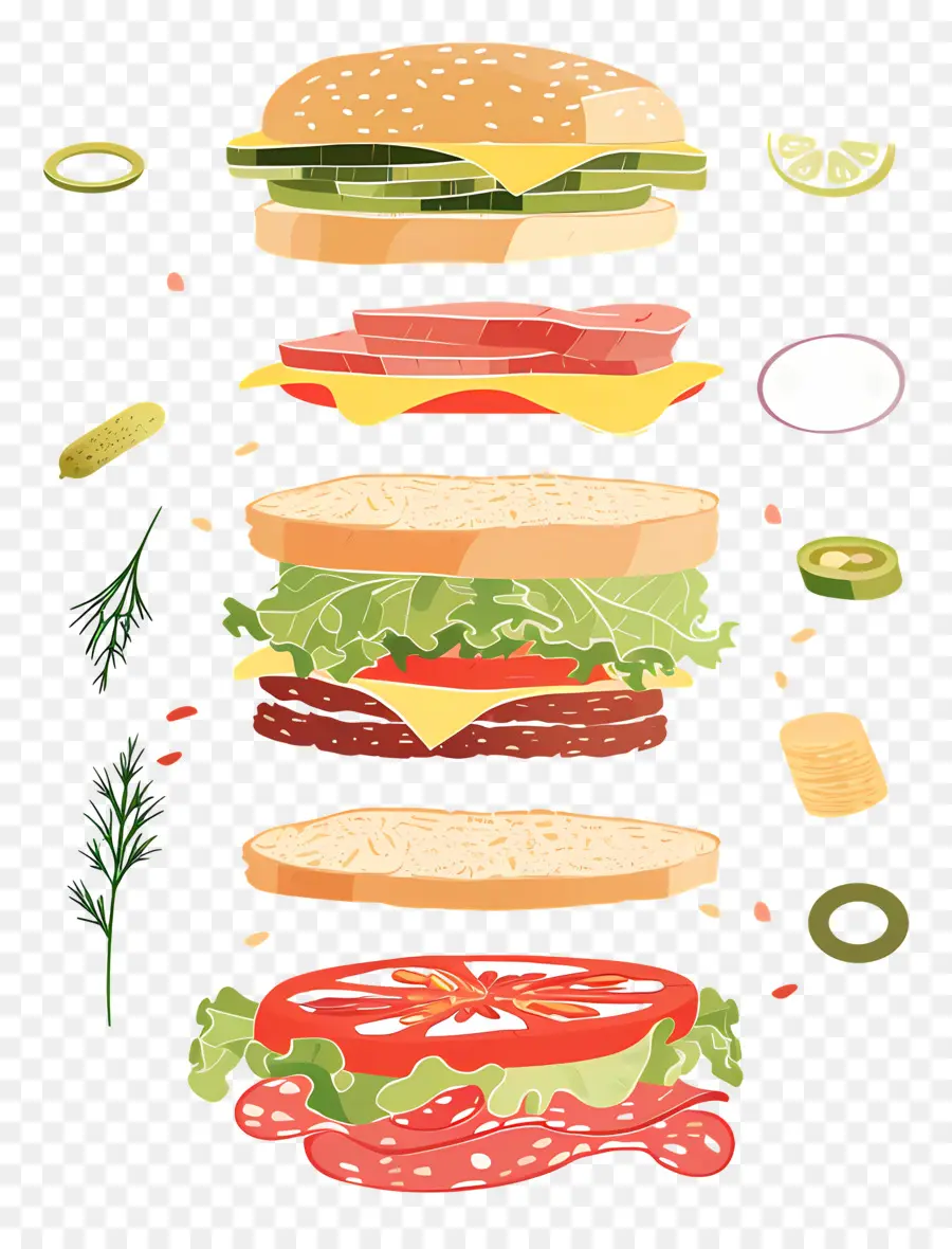 Burger Mengambang，Bahan Burgernya PNG