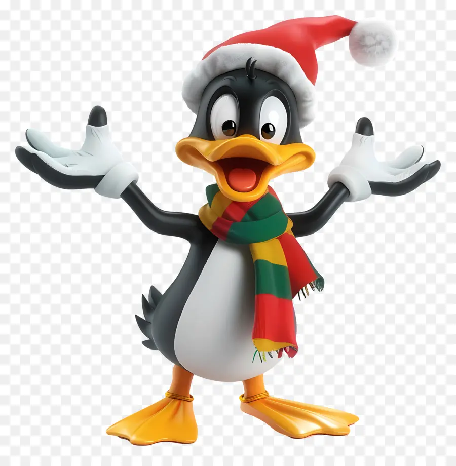 Bebek Daffy，Penguin Dengan Topi Santa PNG