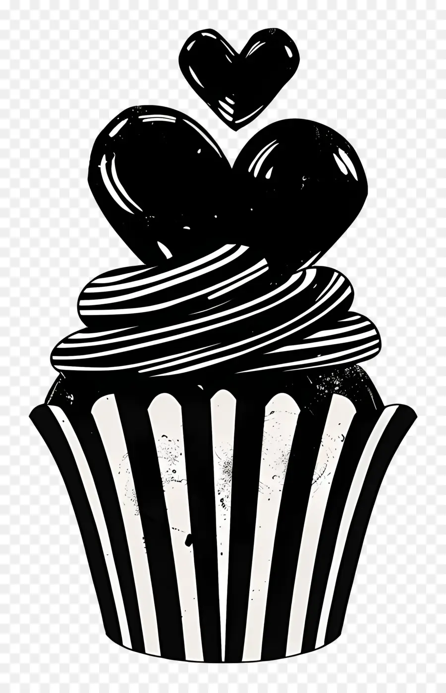 Garis Besar Cupcake，Cupcake Dengan Hati PNG