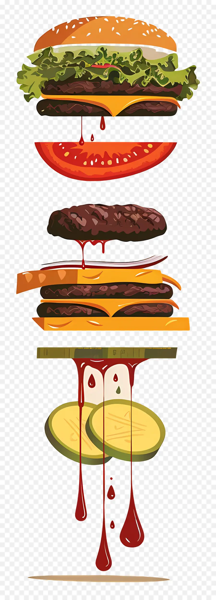 Burger Mengambang，Lapisan Burger PNG