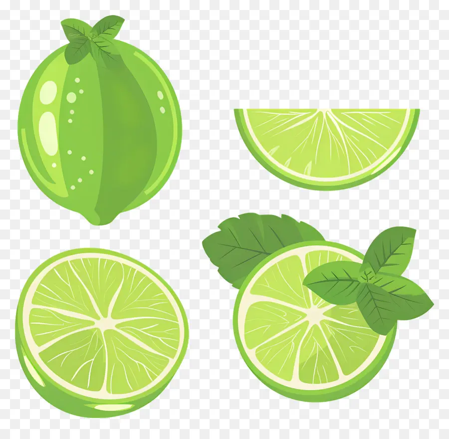 Lemon Hijau，Jeruk Nipis Dan Mint PNG