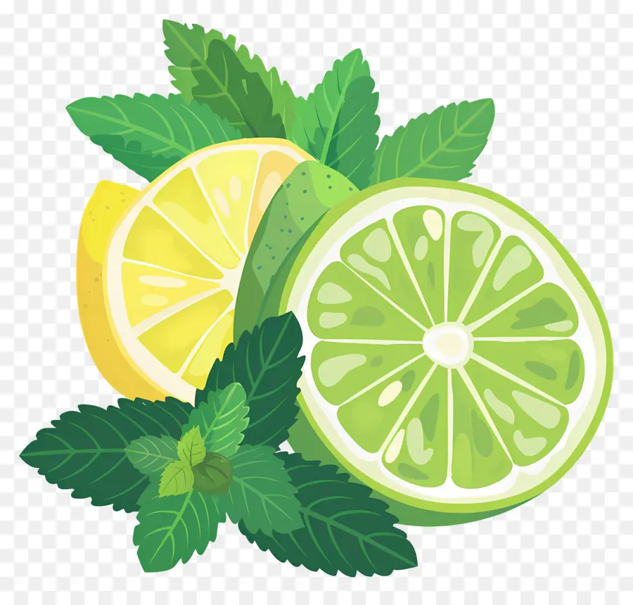 Lemon Hijau，Jeruk Nipis Dan Mint PNG