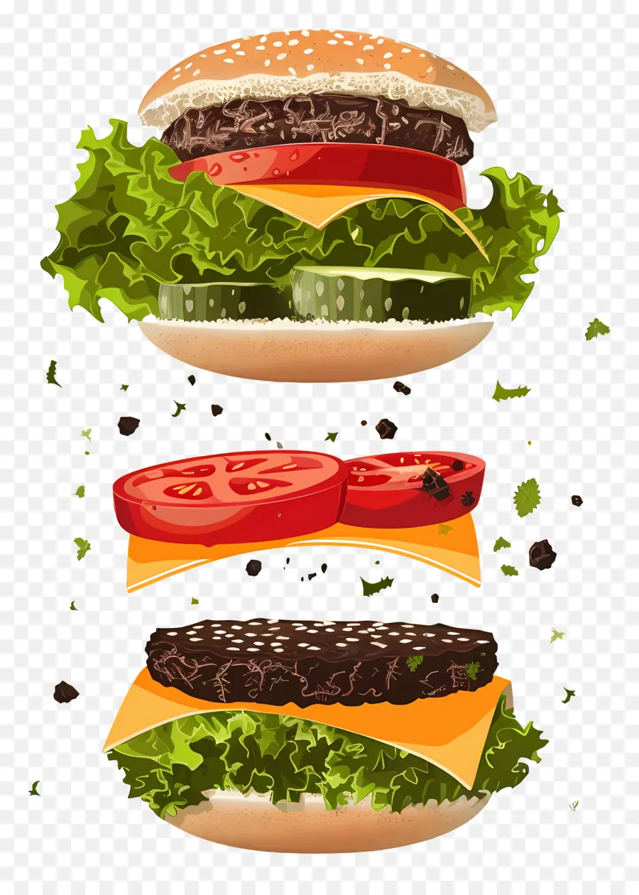 Burger Mengambang，Bahan Burgernya PNG