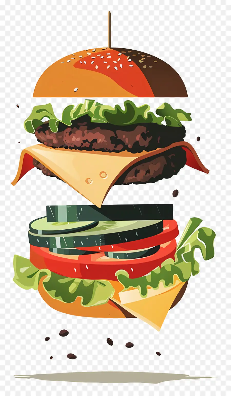 Burger Mengambang，Bahan Burgernya PNG