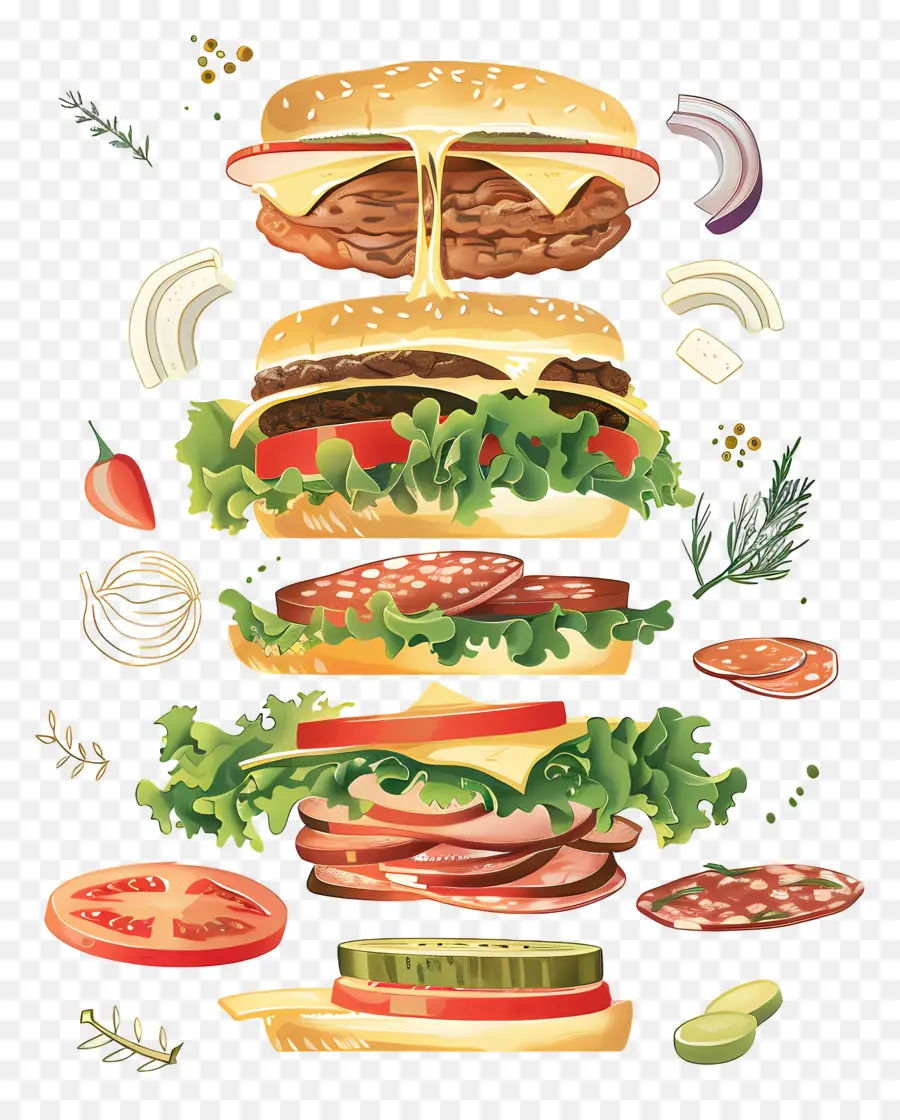 Burger Mengambang，Ledakan Burger PNG