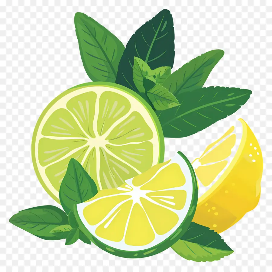 Lemon Hijau，Jeruk Nipis Dan Mint PNG