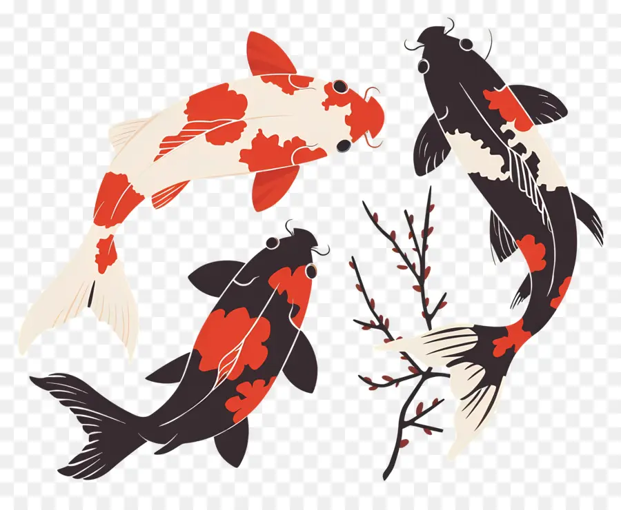 Ikan Koi，Tiga Detail Ikan Koi PNG