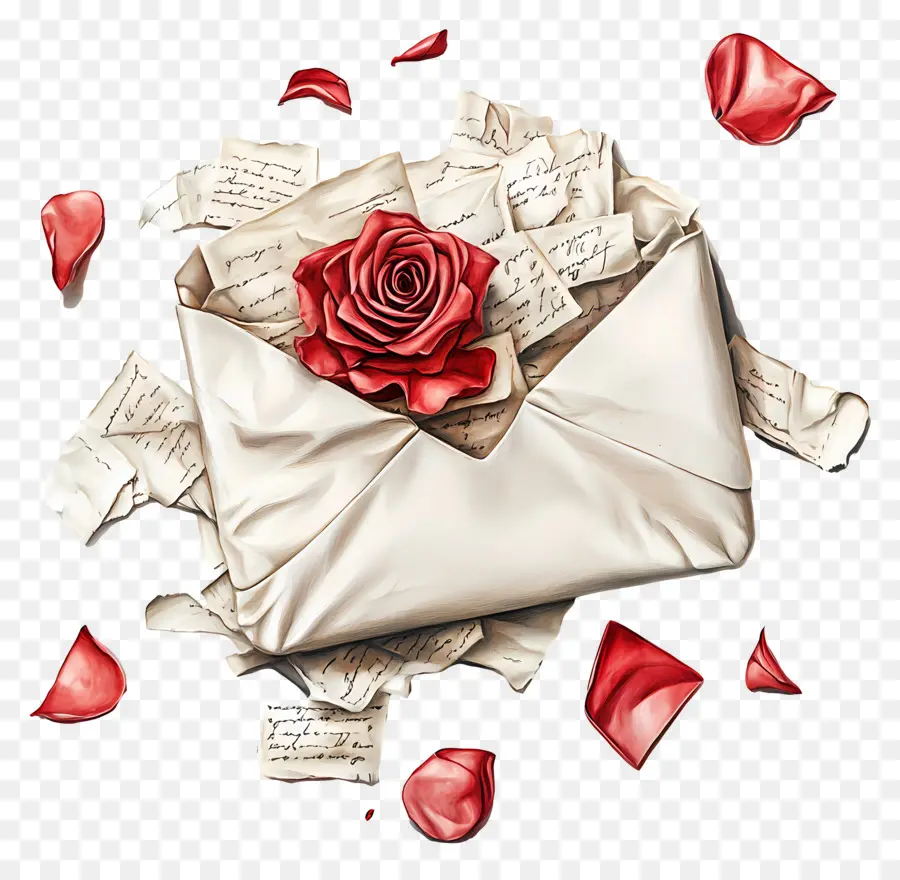 Surat Cinta，Amplop Dengan Rose PNG