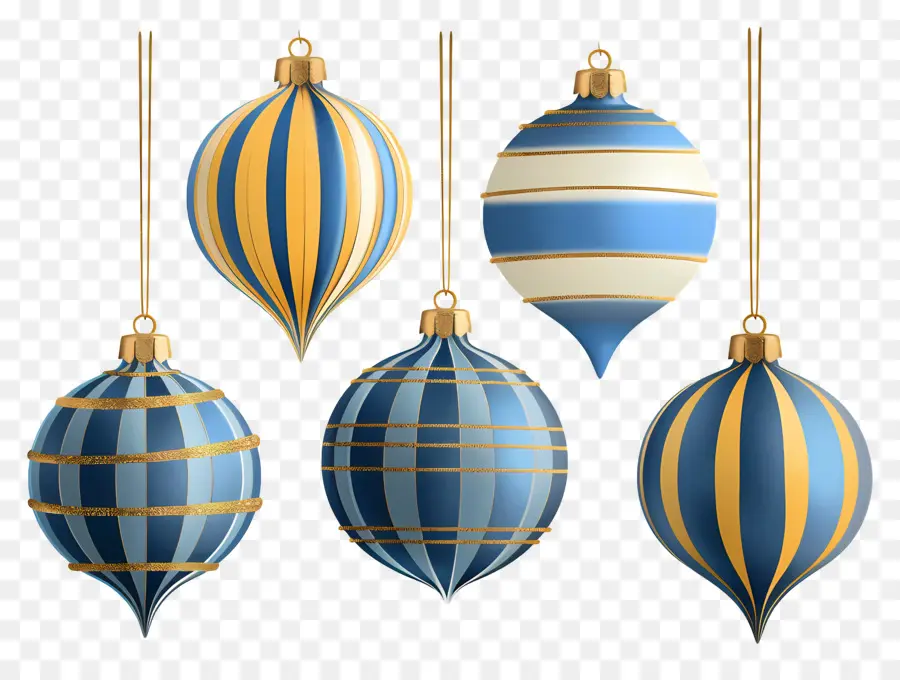 Menggantung Bola Natal，Ornamen Biru Dan Kuning PNG