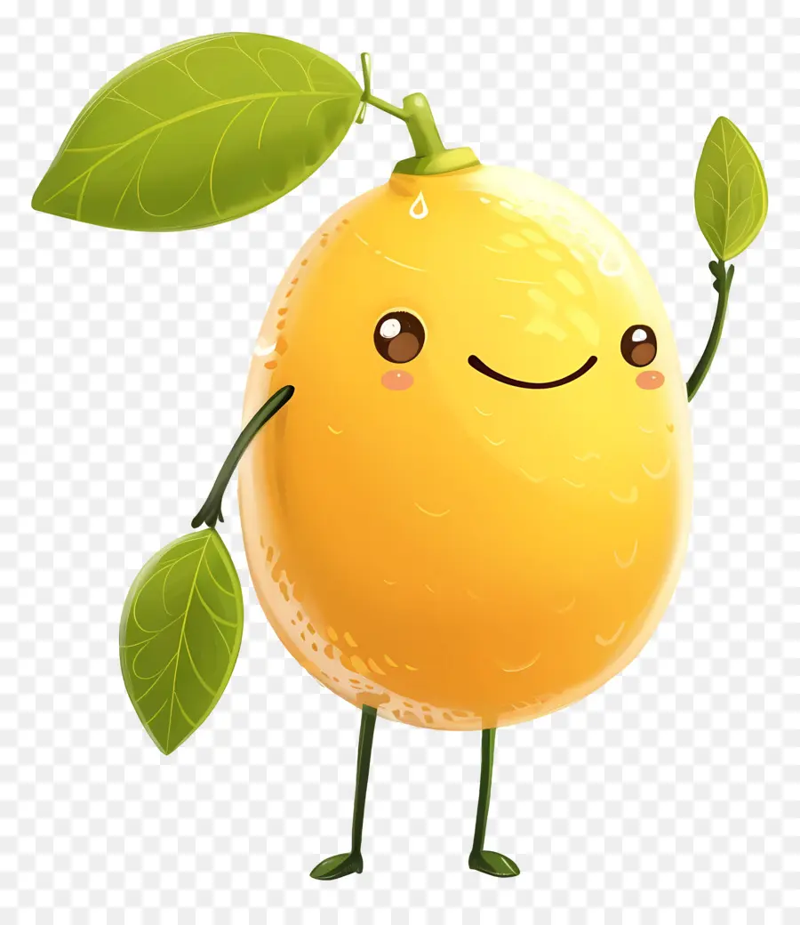 Lemon Kawaii，Karakter Lemon Tersenyum PNG