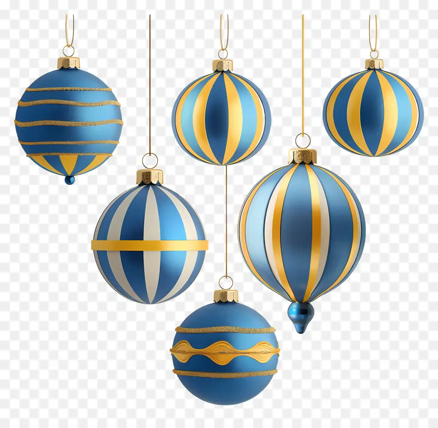 Menggantung Bola Natal，Ornamen Biru Dan Kuning PNG